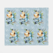 Blauwe Pompoen Aquarel Herfst Fleece Deken (Voorkant (Horizontaal))