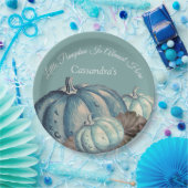 Blauwe Pompoen Baby Boy Herfst Douche Papieren Bordje (Feest)