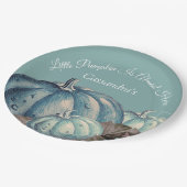 Blauwe Pompoen Baby Boy Herfst Douche Papieren Bordje (Gekanteld)