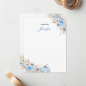 Blauwe Pompoen Baby Notitiekaart Notitiekaartje (Voorkant / Achterkant in situ)