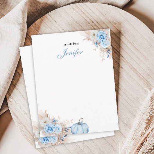 Blauwe Pompoen Baby Notitiekaart Notitiekaartje