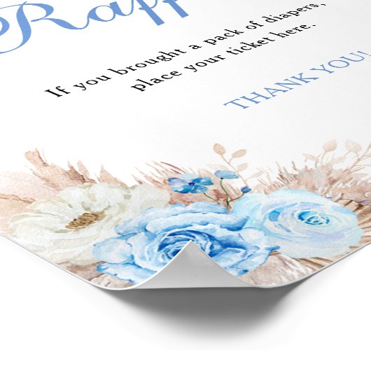 Blauwe Pompoen Baby Shower Luier Raffle Poster (Hoek)