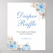 Blauwe Pompoen Baby Shower Luier Raffle Poster (Voorkant)
