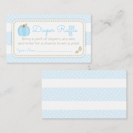 Blauwe Pompoen Baby shower Luier Raffle Ticket Informatiekaartje (Voorkant / Achterkant)