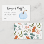 Blauwe Pompoen Baby shower Luier Raffle Ticket Informatiekaartje (Voorkant / Achterkant)