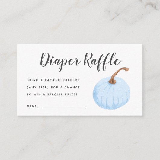 Blauwe Pompoen Baby shower Luier Raffle Ticket Informatiekaartje (Voorkant)