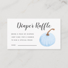 Blauwe Pompoen Baby shower Luier Raffle Ticket Informatiekaartje