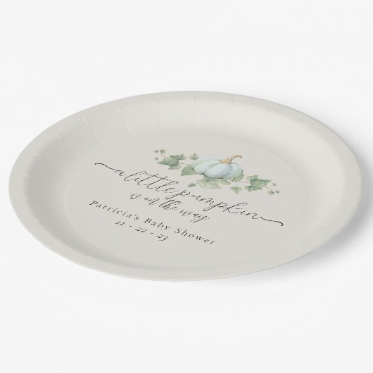 Blauwe Pompoen Baby shower Papieren Borden Papieren Bordje (Gekanteld)