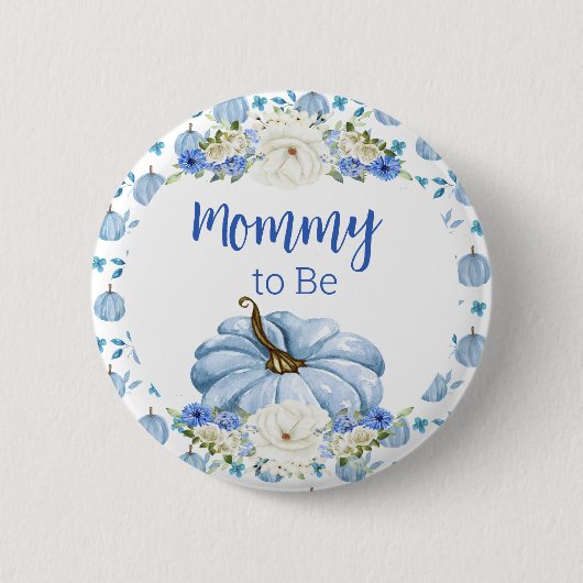 Blauwe Pompoen Baby shower Pin - Mama to Be Ronde Button 5,7 Cm (Voorkant)