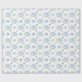 Blauwe Pompoen Bloemen Cadeaupapier (Vlak)