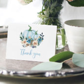 Blauwe Pompoen Bloemen Gevouwen Dank u Kaart