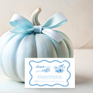 Blauwe Pompoen Bow Boy Baby shower Luier Informatiekaartje