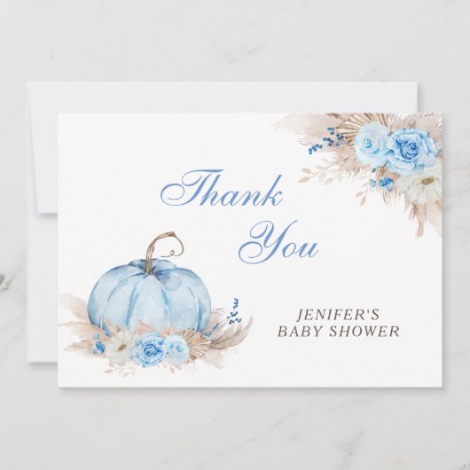 Blauwe Pompoen Dank u kaart (Voorkant)