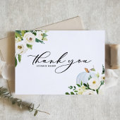 Blauwe pompoen en groen Herfst Baby shower Bedankkaart