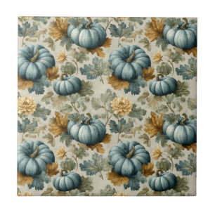 Blauwe pompoen en herfstbladeren Herfst Tegeltje