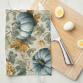 Blauwe pompoen en herfstbladeren Herfst Theedoek (Quarter Fold)