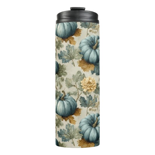 Blauwe pompoen en herfstbladeren Herfst Thermosbeker (Voorkant)