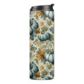 Blauwe pompoen en herfstbladeren Herfst Thermosbeker (Gedraaid links)