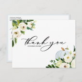 Blauwe pompoen en witte bloemen Afstuderen Dank u Briefkaart (Voorkant / Achterkant)