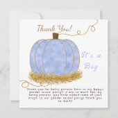 Blauwe pompoen Geslacht Onthullen Zijn Een Jongen Bedankkaart (Voorkant)