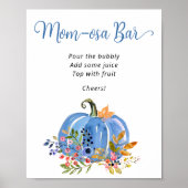 Blauwe pompoen grillig Baby shower Momosa Bar Poster (Voorkant)