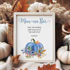 Blauwe pompoen grillig Baby shower Momosa Bar Poster