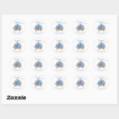 Blauwe pompoen grillig Baby shower Ronde Sticker (Vel)
