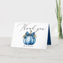 Blauwe pompoen | Herfst Baby shower Bedankkaart
