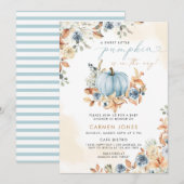 Blauwe Pompoen Herfst Baby shower Genderneutraal Kaart (Voorkant / Achterkant)