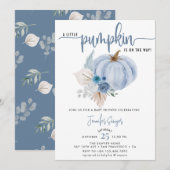 blauwe pompoen | Herfst Baby shower Kaart (Voorkant / Achterkant)