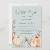 Blauwe pompoen Herfst Baby shower Kaart (Voorkant)