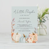 Blauwe pompoen Herfst Baby shower Kaart (Staand voorkant)