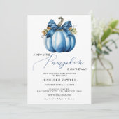 Blauwe pompoen | Herfst Baby shower Kaart (Staand voorkant)
