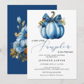 Blauwe pompoen | Herfst Baby shower Kaart (Voorkant / Achterkant)