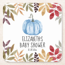 Blauwe pompoen Herfst Baby shower Kartonnen Onderzetters