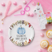 Blauwe pompoen Herfst Baby shower servetten Papieren Bordje (Feest)