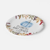 Blauwe pompoen Herfst Baby shower servetten Papieren Bordje (Gekanteld)