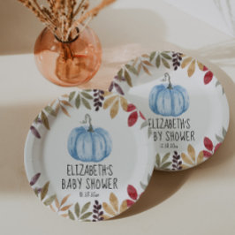 Blauwe pompoen Herfst Baby shower servetten Papieren Bordje