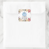 Blauwe pompoen Herfst Baby shower Vierkante Sticker (Tas)