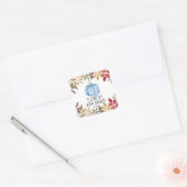 Blauwe pompoen Herfst Baby shower Vierkante Sticker (Envelop)