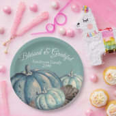 Blauwe Pompoen Herfst Party Grateful Blessed Papieren Bordje (Feest)