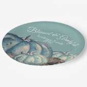 Blauwe Pompoen Herfst Party Grateful Blessed Papieren Bordje (Gekanteld)