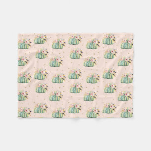 Blauwe pompoen herfst waterverf elegante herfst fleece deken