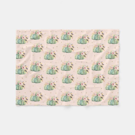 Blauwe pompoen herfst waterverf elegante herfst fleece deken (Voorkant (Horizontaal))