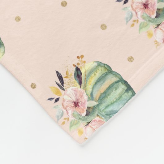 Blauwe pompoen herfst waterverf elegante herfst fleece deken (Hoek)