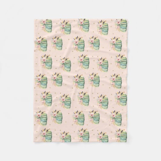 Blauwe pompoen herfst waterverf elegante herfst fleece deken (Voorkant)