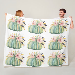 Blauwe pompoen herfst waterverf elegante herfst fleece deken