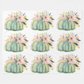 Blauwe pompoen herfst waterverf elegante herfst fleece deken (Voorkant (Horizontaal))