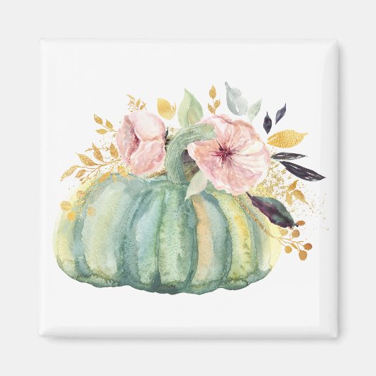 Blauwe pompoen herfst waterverf elegante herfst magneet (Voorkant)