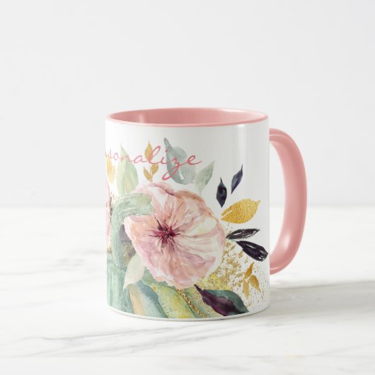 Blauwe pompoen herfst waterverf elegante herfst mok (Voorkant rechts)